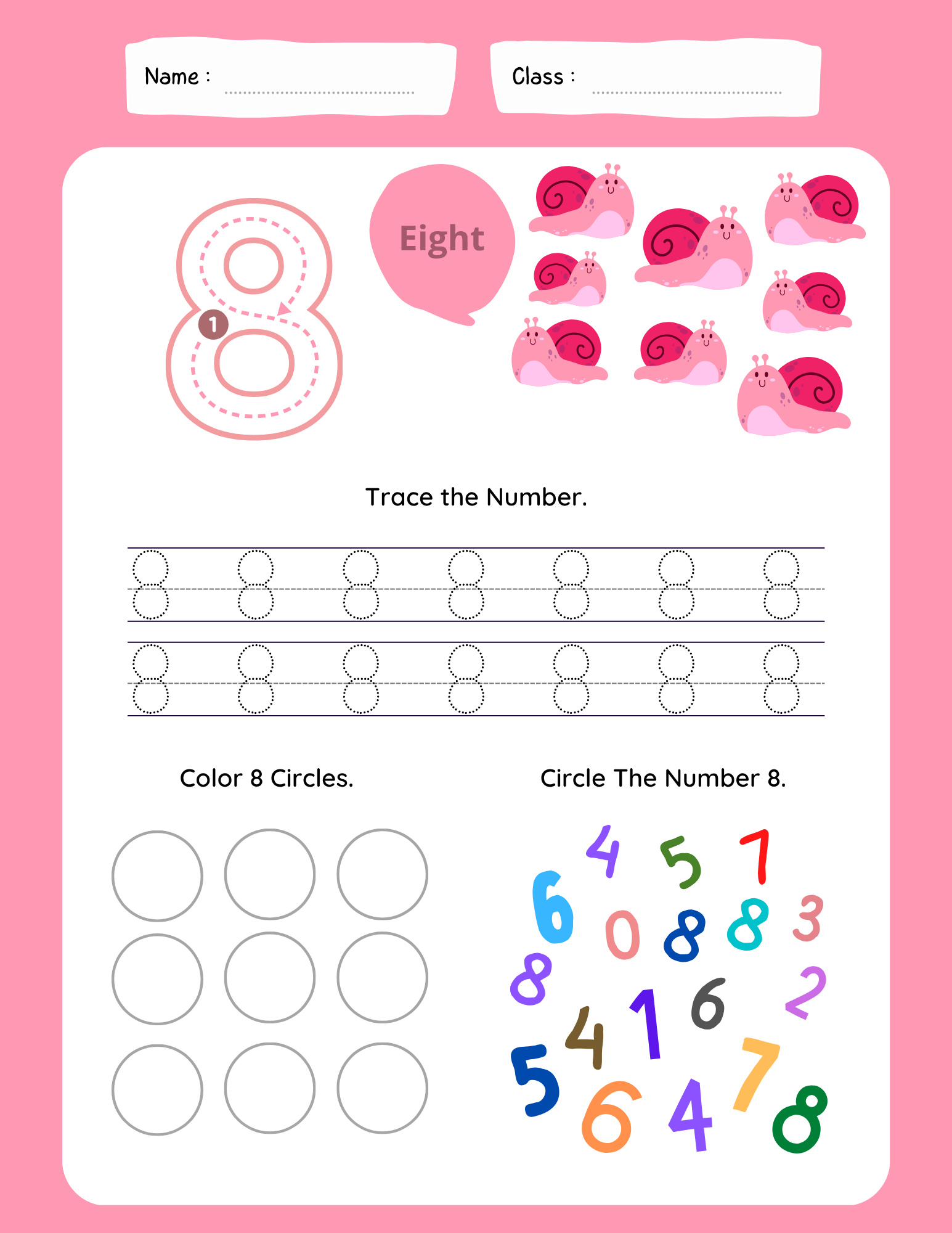 number 8 tracing worksheet